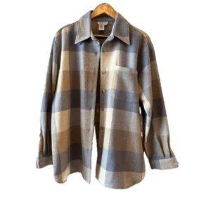 Coldwater Creek Wool Flannel Oversize Shacket Women's Medium Winter Layer Snowy